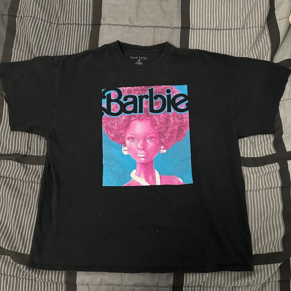 Barbie Men's T-Shirt Size 3XL Black Graphic Tee Retro Barbie Style‎ Love Tribe
